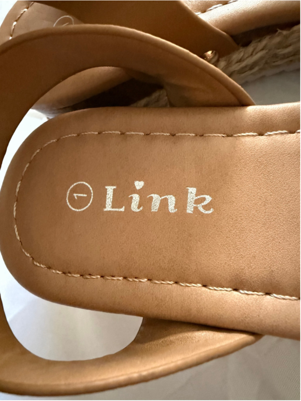 Link Tan Espadrille Sandals Size 7 Gold Buckle - Picture 2 of 6